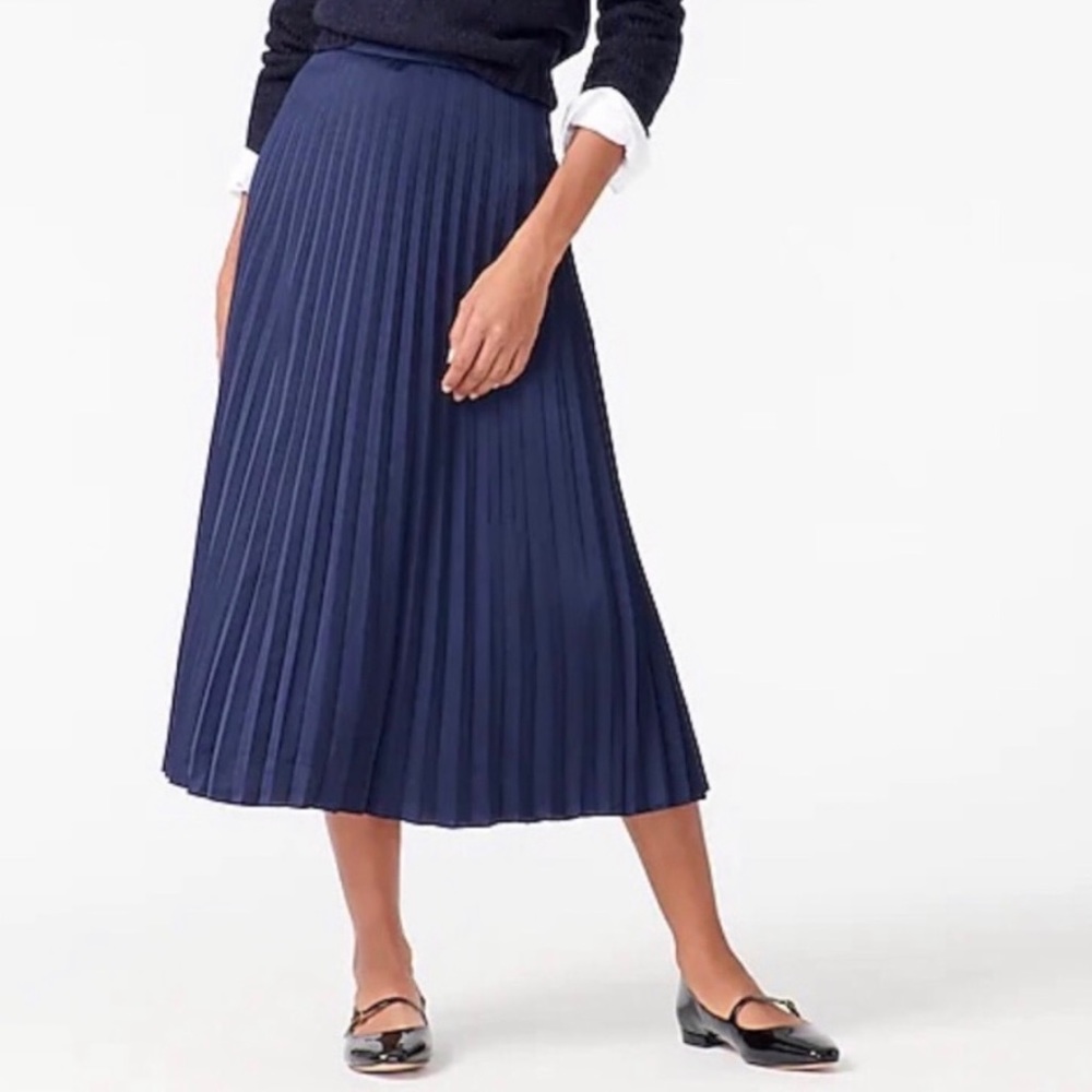 J.Crew navy pleated midi skirt size 8 JCrew